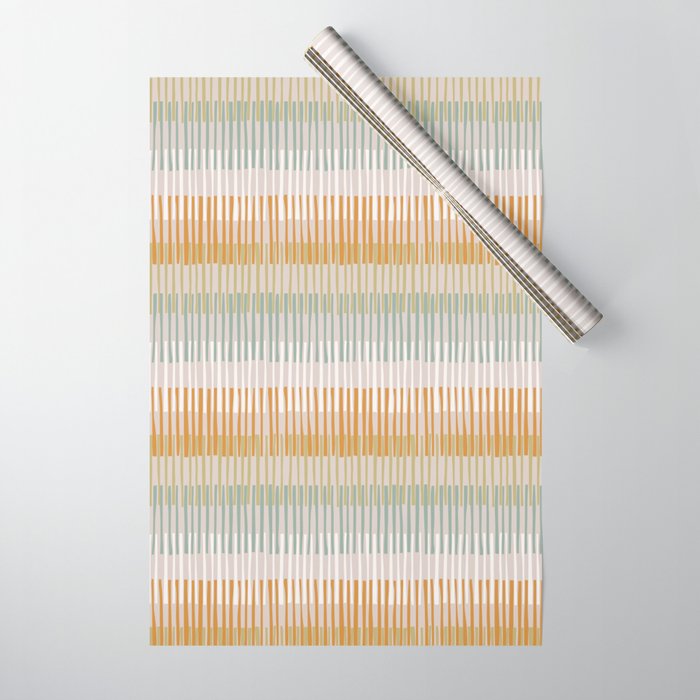 Block print geometrics stripes earthy Wrapping Paper Gallery Image 1