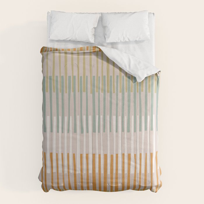 Block print geometrics stripes earthy Comforter Gallery Image 1