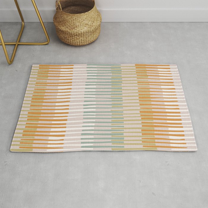 Block print geometrics stripes earthy Rug Gallery Image 1