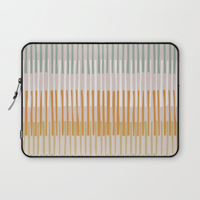 Block print geometrics stripes earthy Laptop Sleeve Gallery Image 1