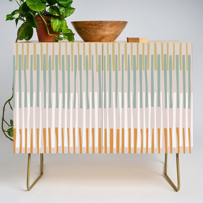 Block print geometrics stripes earthy Credenza Gallery Image 1