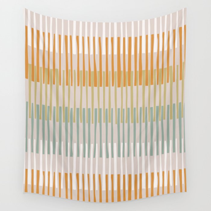 Block print geometrics stripes earthy Wall Tapestry Gallery Image 4