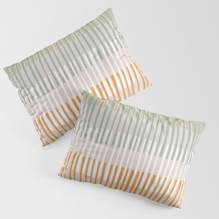 Block print geometrics stripes earthy Pillow Sham Gallery Image 1