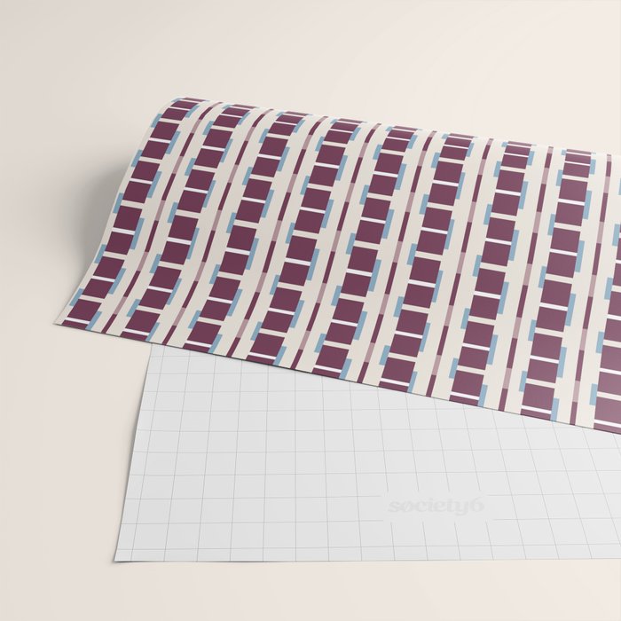 Burgundy Grid Elegance Wrapping Paper Gallery Image 2