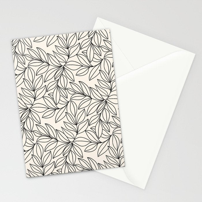 Black and White Leaves  Stationery Card Gallery Image 2