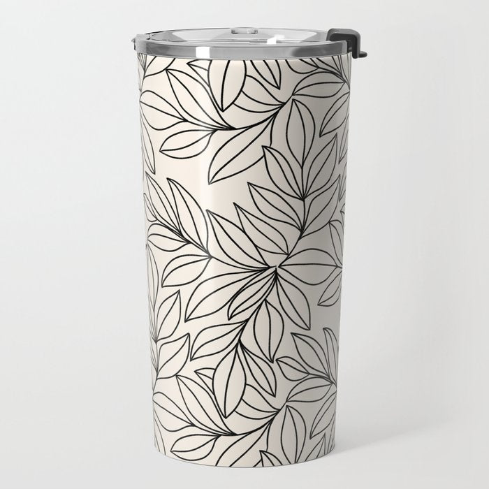 Black and White Leaves  Travel Mug Gallery Image 2