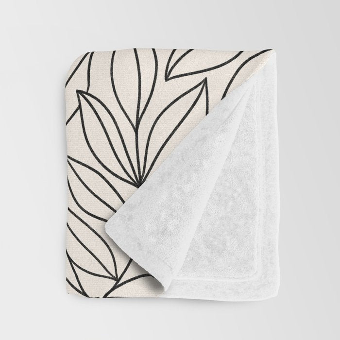 Black and White Leaves  Throw Blanket Gallery Image 3