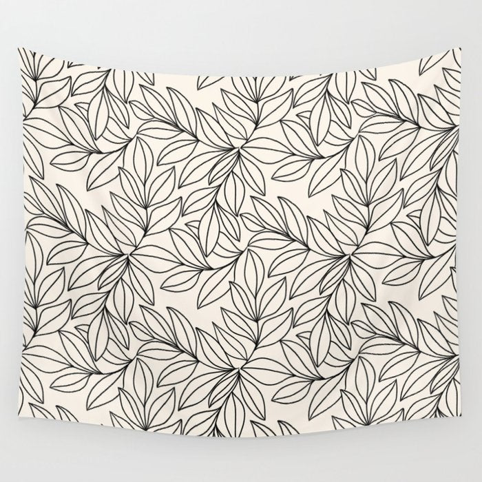 Black and White Leaves  Wall Tapestry Gallery Image 4