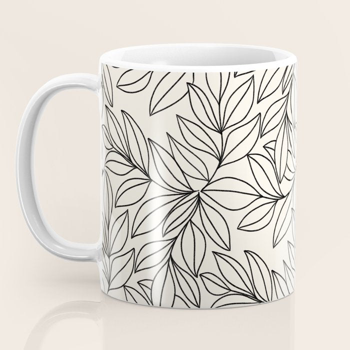 Black and White Leaves  Coffee Mug Gallery Image 3