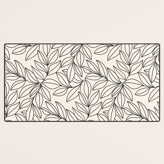 Black and White Leaves  Desk Mat Gallery Image 3