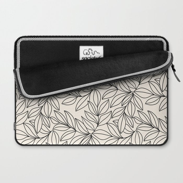 Black and White Leaves  Laptop Sleeve Gallery Image 2