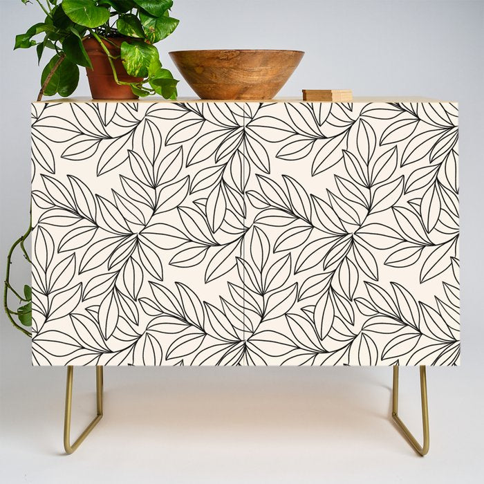Black and White Leaves  Credenza Gallery Image 1