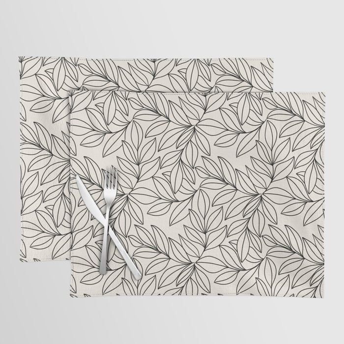 Black and White Leaves  Placemat Gallery Image 1