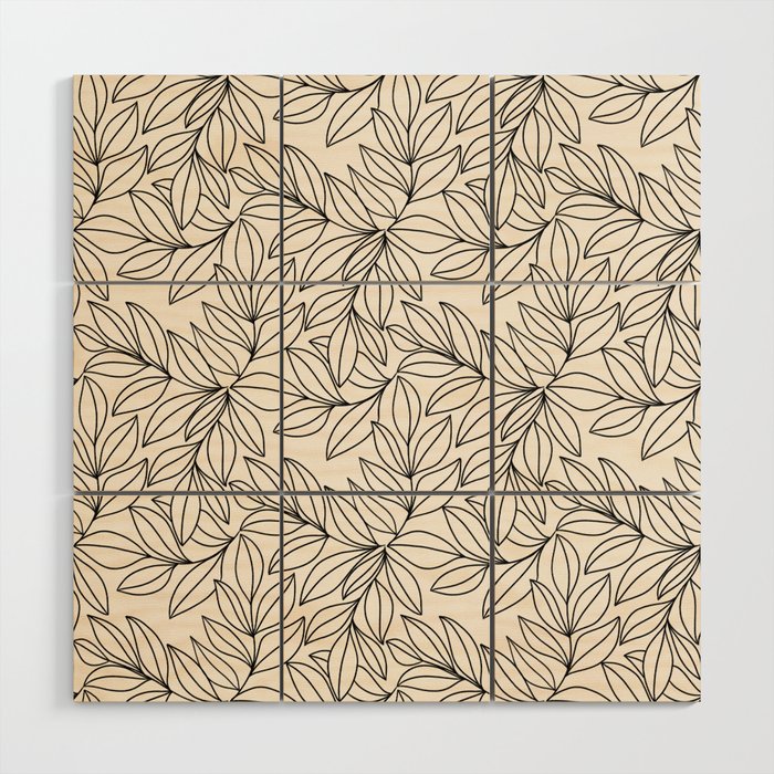 Black and White Leaves  Wood Wall Art Gallery Image 1