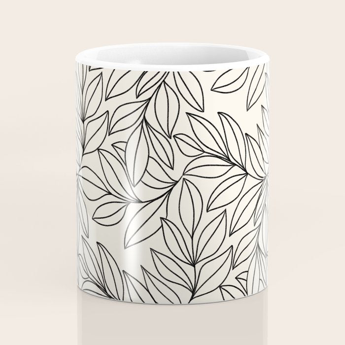 Black and White Leaves  Coffee Mug Gallery Image 4