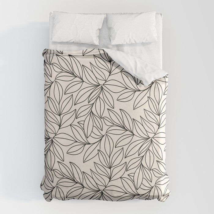 Black and White Leaves  Duvet Cover Gallery Image 1