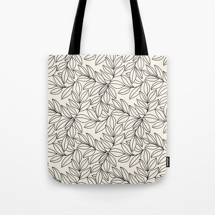 Black and White Leaves  Tote Bag Gallery Image 1
