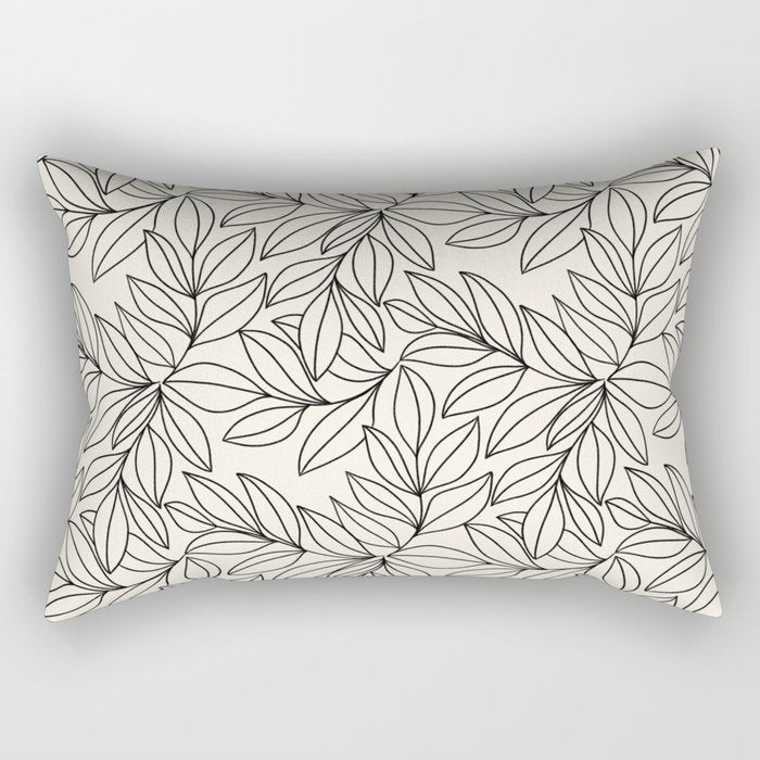 Black and White Leaves  Rectangular Pillow Gallery Image 2