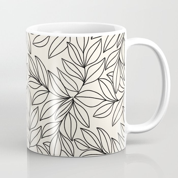 Black and White Leaves  Coffee Mug Gallery Image 1