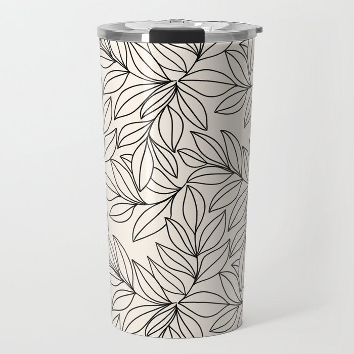 Black and White Leaves  Travel Mug Gallery Image 1