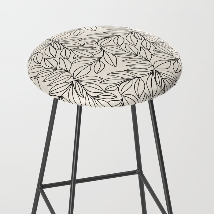 Black and White Leaves  Stool Gallery Image 2