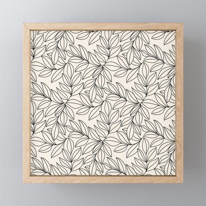 Black and White Leaves  Mini Art Print Gallery Image 1