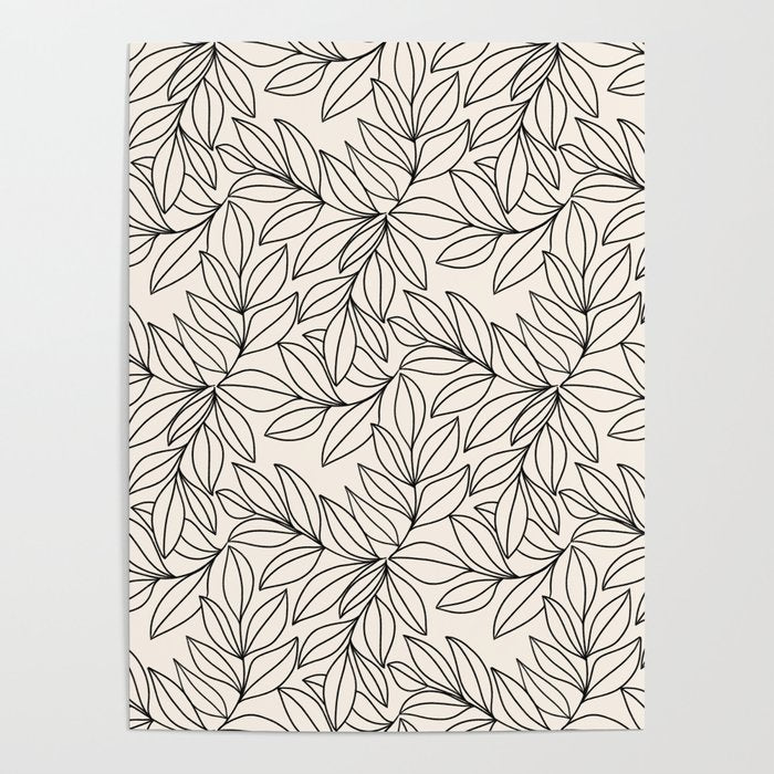 Black and White Leaves  Poster Gallery Image 4