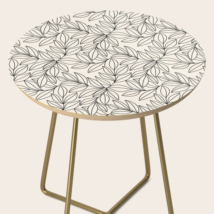 Black and White Leaves  Side Table Gallery Image 2