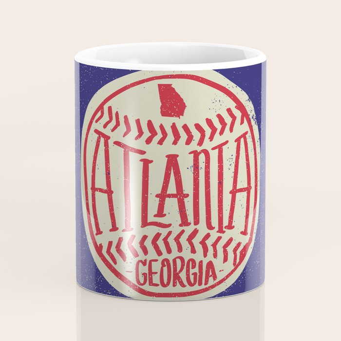 Atlanta Georgia Baseball - Hand Drawn, Script Typography Coffee Mug Gallery Image 4