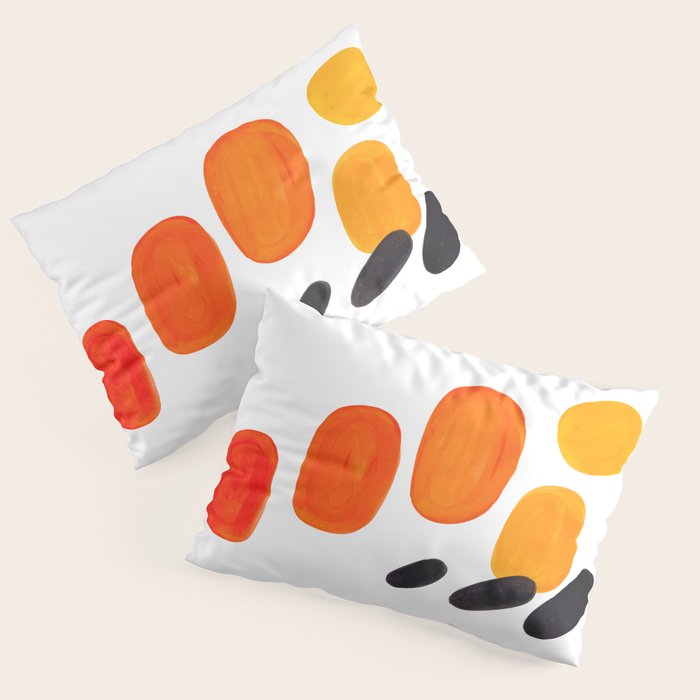 Mid Century Modern Colorful Minimal Pop Art Yellow Orange Ombre Rainbow Gradient Pebble Ovals Pillow Sham Gallery Image 1