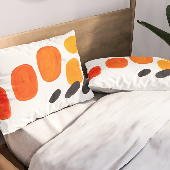 Mid Century Modern Colorful Minimal Pop Art Yellow Orange Ombre Rainbow Gradient Pebble Ovals Pillow Sham Gallery Image 2