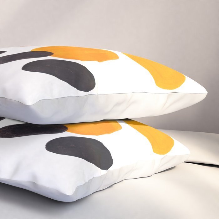 Mid Century Modern Colorful Minimal Pop Art Yellow Orange Ombre Rainbow Gradient Pebble Ovals Pillow Sham Gallery Image 3