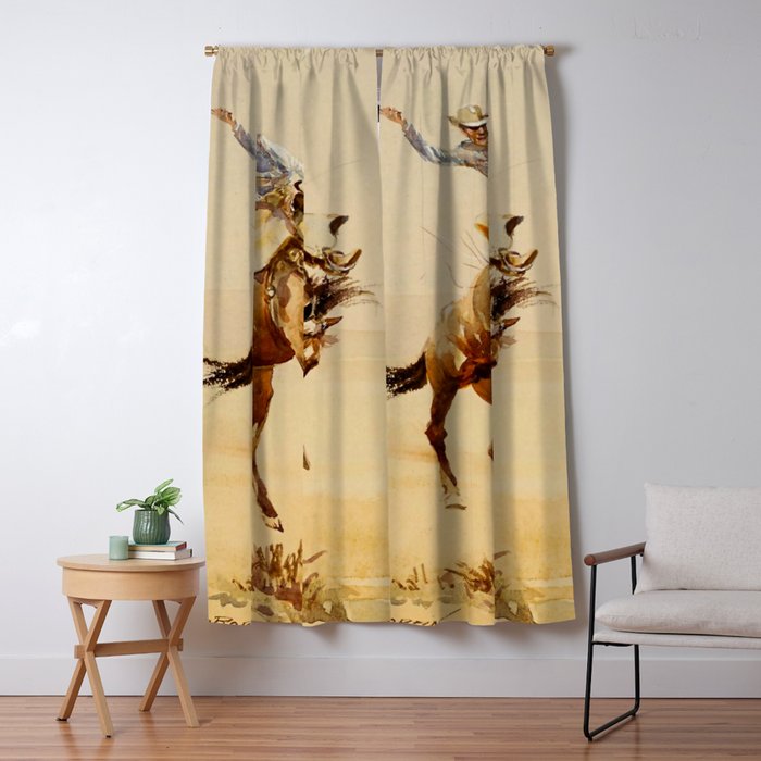 Cowboy on a Bucking Horse 2 by Edward Borein Window Curtain Gallery Image 5