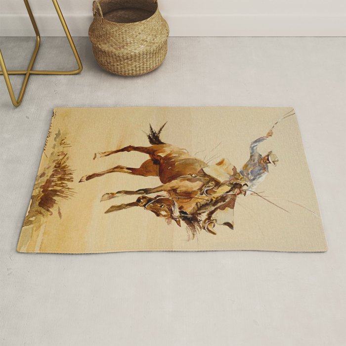 Cowboy on a Bucking Horse 2 by Edward Borein Rug Gallery Image 1