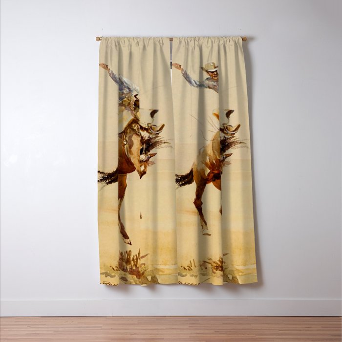 Cowboy on a Bucking Horse 2 by Edward Borein Window Curtain Gallery Image 3
