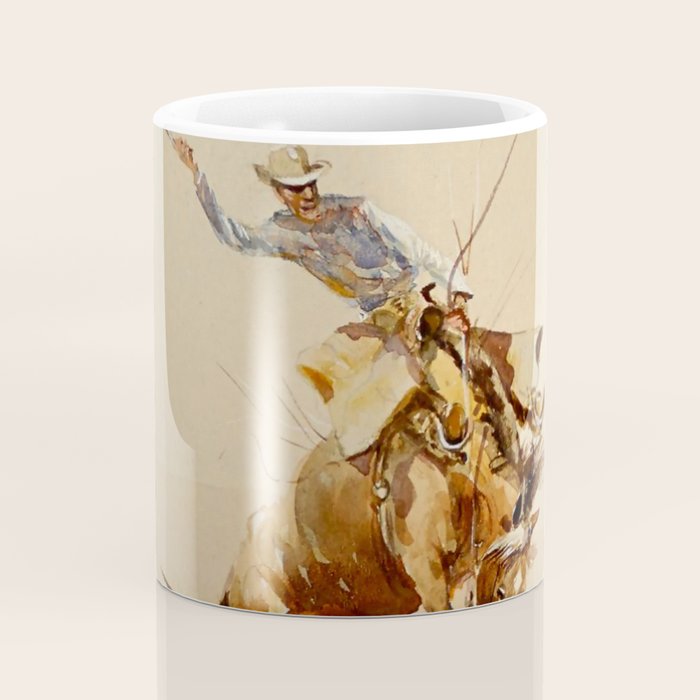 Cowboy on a Bucking Horse 2 by Edward Borein Coffee Mug Gallery Image 4