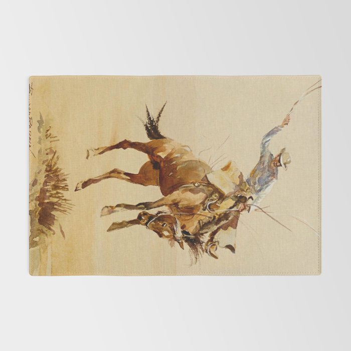 Cowboy on a Bucking Horse 2 by Edward Borein Rug Gallery Image 2