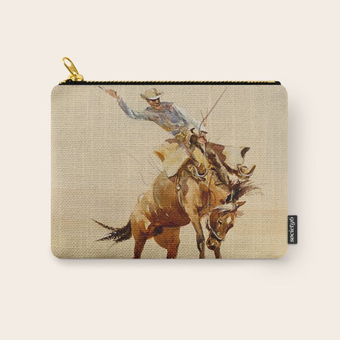 Cowboy on a Bucking Horse 2 by Edward Borein Carry All Pouch Gallery Image 1