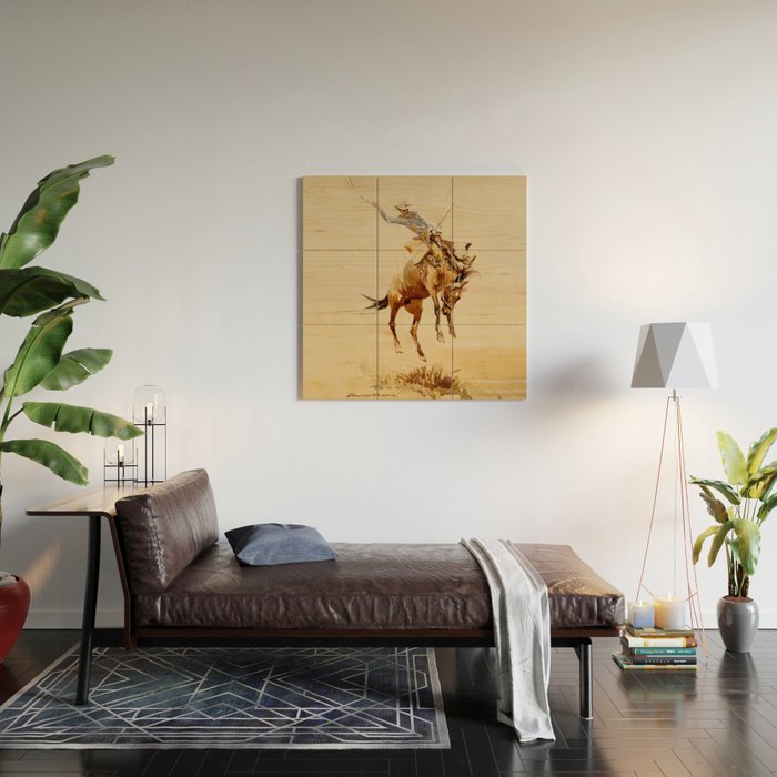 Cowboy on a Bucking Horse 2 by Edward Borein Wood Wall Art Gallery Image 2