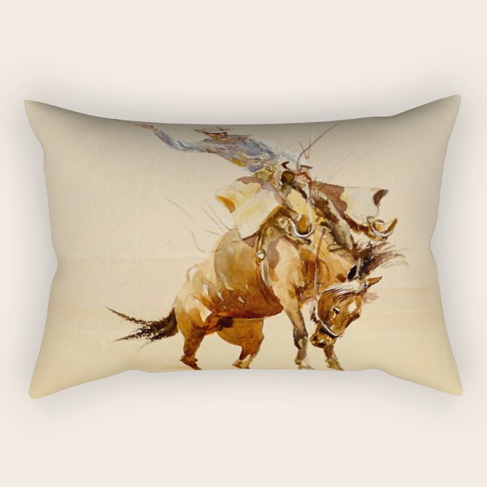 Cowboy on a Bucking Horse 2 by Edward Borein Rectangular Pillow Gallery Image 2