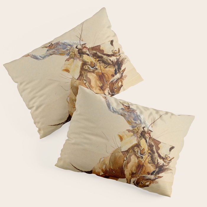 Cowboy on a Bucking Horse 2 by Edward Borein Pillow Sham Gallery Image 1