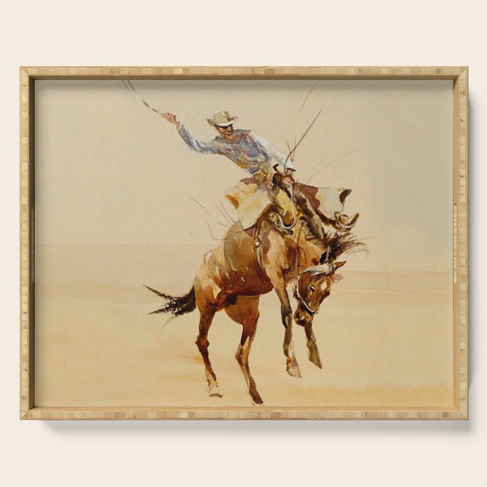 Cowboy on a Bucking Horse 2 by Edward Borein Serving Tray Gallery Image 1
