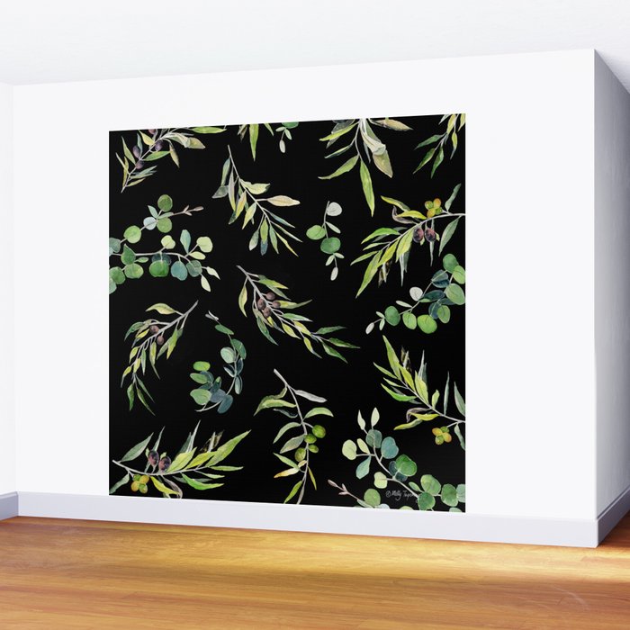 Eucalyptus and Olive Pattern  Wall Mural Gallery Image 2