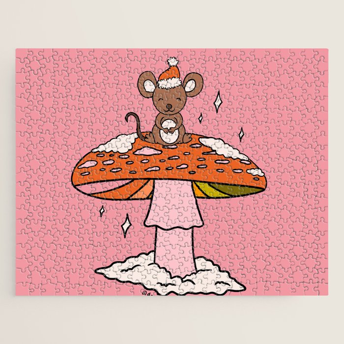 Christmas Mouse on a Mushroom Jigsaw Puzzle Gallery Image 1