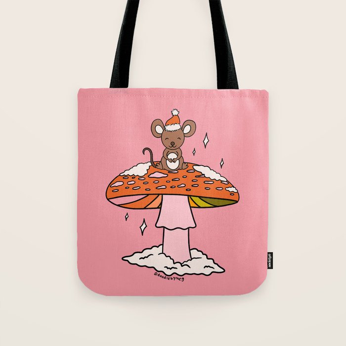 Christmas Mouse on a Mushroom Tote Bag Gallery Image 1