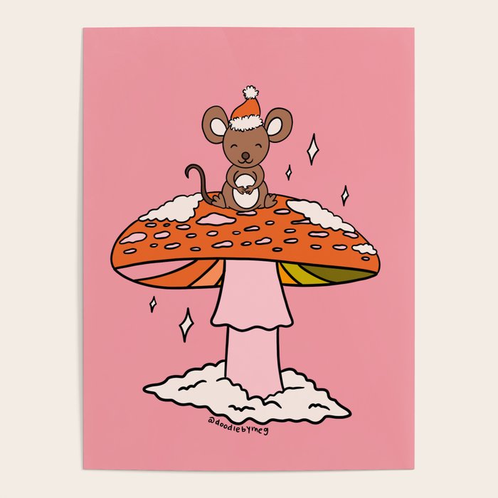 Christmas Mouse on a Mushroom Poster Gallery Image 4