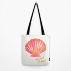 Mermaid at Heart - Pink Shell Watercolor Painting Tote Bag Gallery Image 2