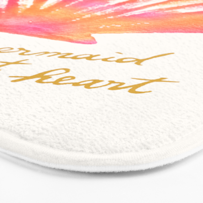 Mermaid at Heart - Pink Shell Watercolor Painting Bath Mat Gallery Image 3