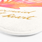 Mermaid at Heart - Pink Shell Watercolor Painting Bath Mat Gallery Image 3