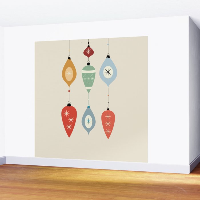 Mid Century Modern Christmas Baubles Wall Mural Gallery Image 2